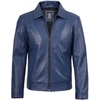 image:imageBlingsoul Vintage Distressed Leather Jacket for Men  Shirt Collar Genuine Lambskin Mens Leather JacketBlue