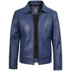 image:imageBlingsoul Vintage Distressed Leather Jacket for Men  Shirt Collar Genuine Lambskin Mens Leather JacketBlue
