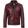 image:imageBlingsoul Vintage Distressed Leather Jacket for Men  Shirt Collar Genuine Lambskin Mens Leather JacketBurgundy Maroon Wax