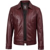 image:imageBlingsoul Vintage Distressed Leather Jacket for Men  Shirt Collar Genuine Lambskin Mens Leather JacketBurgundy Maroon Wax