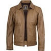 image:imageBlingsoul Vintage Distressed Leather Jacket for Men  Shirt Collar Genuine Lambskin Mens Leather JacketCamel Wax