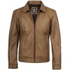 image:imageBlingsoul Vintage Distressed Leather Jacket for Men  Shirt Collar Genuine Lambskin Mens Leather JacketCamel Wax