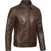 image:imageBlingsoul Vintage Distressed Leather Jacket for Men  Shirt Collar Genuine Lambskin Mens Leather JacketCoffee Brown Wax