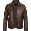 image:imageBlingsoul Vintage Distressed Leather Jacket for Men  Shirt Collar Genuine Lambskin Mens Leather JacketCoffee Brown Wax
