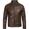 image:imageBlingsoul Vintage Distressed Leather Jacket for Men  Shirt Collar Genuine Lambskin Mens Leather JacketCoffee Brown Wax