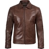 image:imageBlingsoul Vintage Distressed Leather Jacket for Men  Shirt Collar Genuine Lambskin Mens Leather JacketCognac Wax
