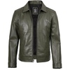 image:imageBlingsoul Vintage Distressed Leather Jacket for Men  Shirt Collar Genuine Lambskin Mens Leather JacketGreen
