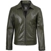 image:imageBlingsoul Vintage Distressed Leather Jacket for Men  Shirt Collar Genuine Lambskin Mens Leather JacketGreen