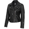 image:imageBlingsoul Leather Jacket Women  Real Lambskin Asymmetrical Motorcycle Style Jacket for WomensBari  Black