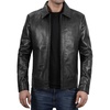 image:imageBlingsoul Vintage Distressed Leather Jacket for Men  Shirt Collar Genuine Lambskin Mens Leather JacketBlack