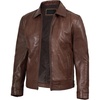 image:imageBlingsoul Vintage Distressed Leather Jacket for Men  Shirt Collar Genuine Lambskin Mens Leather JacketCognac Wax
