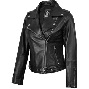 image:imageBlingsoul Leather Jacket Women  Real Lambskin Asymmetrical Motorcycle Style Jacket for WomensMargaret  Black