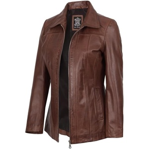 image:imageBlingsoul Leather Coats for Womens  Real Long Leather Jacket WomenMarsha  Cognac Leather Jacket
