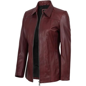 image:imageBlingsoul Leather Coats for Womens  Real Long Leather Jacket WomenMarsha  Maroon Leather Jacket