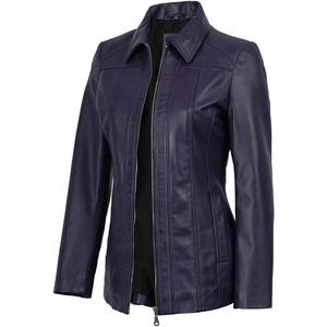 image:imageBlingsoul Leather Coats for Womens  Real Long Leather Jacket WomenMarsha  Purple Wax Leather Jacket