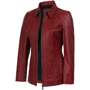 image:imageBlingsoul Leather Coats for Womens  Real Long Leather Jacket WomenMarsha  Red Wax Leather Jacket