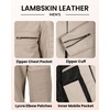 image:imageBlingsoul Mens Leather Jacket  Real Lambskin Motorcycle Cafe Racer Biker Style JacketBeige