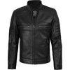 image:imageBlingsoul Mens Leather Jacket  Real Lambskin Motorcycle Cafe Racer Biker Style JacketBlack
