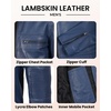 image:imageBlingsoul Mens Leather Jacket  Real Lambskin Motorcycle Cafe Racer Biker Style JacketBlue