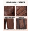 image:imageBlingsoul Mens Leather Jacket  Real Lambskin Motorcycle Cafe Racer Biker Style JacketBrown Cognac Wax