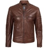 image:imageBlingsoul Mens Leather Jacket  Real Lambskin Motorcycle Cafe Racer Biker Style JacketBrown Cognac Wax