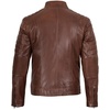 image:imageBlingsoul Mens Leather Jacket  Real Lambskin Motorcycle Cafe Racer Biker Style JacketBrown Cognac Wax