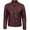 image:imageBlingsoul Mens Leather Jacket  Real Lambskin Motorcycle Cafe Racer Biker Style JacketBurgundy Maroon Wax