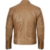 image:imageBlingsoul Mens Leather Jacket  Real Lambskin Motorcycle Cafe Racer Biker Style JacketCamel Wax