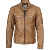 image:imageBlingsoul Mens Leather Jacket  Real Lambskin Motorcycle Cafe Racer Biker Style JacketCamel Wax
