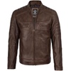 image:imageBlingsoul Mens Leather Jacket  Real Lambskin Motorcycle Cafe Racer Biker Style JacketCoffee Brown