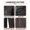 image:imageBlingsoul Mens Leather Jacket  Real Lambskin Motorcycle Cafe Racer Biker Style JacketDark Brown Ruboff