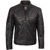 image:imageBlingsoul Mens Leather Jacket  Real Lambskin Motorcycle Cafe Racer Biker Style JacketDark Brown Ruboff