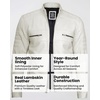 image:imageBlingsoul Mens Leather Jacket  Real Lambskin Motorcycle Cafe Racer Biker Style JacketOffwhite
