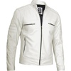 image:imageBlingsoul Mens Leather Jacket  Real Lambskin Motorcycle Cafe Racer Biker Style JacketOffwhite