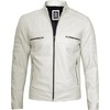 image:imageBlingsoul Mens Leather Jacket  Real Lambskin Motorcycle Cafe Racer Biker Style JacketOffwhite