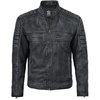 image:imageBlingsoul Mens Leather Jacket  Real Lambskin Motorcycle Cafe Racer Biker Style JacketWashed Distress Black