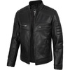 image:imageBlingsoul Mens Leather Jacket  Real Lambskin Motorcycle Cafe Racer Biker Style JacketBlack