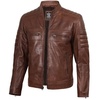 image:imageBlingsoul Mens Leather Jacket  Real Lambskin Motorcycle Cafe Racer Biker Style JacketBrown Cognac Wax