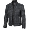 image:imageBlingsoul Mens Leather Jacket  Real Lambskin Motorcycle Cafe Racer Biker Style JacketWashed Distress Black