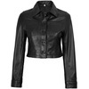 image:imageBlingsoul Cropped Leather Jacket Women  Trendy Short Real Lambskin Womens Leather JacketsBlack  Mable Cropped Jacket