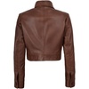 image:imageBlingsoul Cropped Leather Jacket Women  Trendy Short Real Lambskin Womens Leather JacketsCognac  Freddie Cropped Jacket