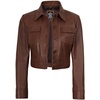 image:imageBlingsoul Cropped Leather Jacket Women  Trendy Short Real Lambskin Womens Leather JacketsCognac  Freddie Cropped Jacket