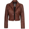 image:imageBlingsoul Cropped Leather Jacket Women  Trendy Short Real Lambskin Womens Leather JacketsCognac  Oceana Cropped Jacket