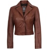 image:imageBlingsoul Cropped Leather Jacket Women  Trendy Short Real Lambskin Womens Leather JacketsCognac  Oceana Cropped Jacket