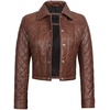 image:imageBlingsoul Cropped Leather Jacket Women  Trendy Short Real Lambskin Womens Leather JacketsCognac  Silvia Cropped Jacket