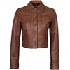 image:imageBlingsoul Cropped Leather Jacket Women  Trendy Short Real Lambskin Womens Leather JacketsCognac Wax  Mable Cropped Jacket