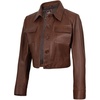 image:imageBlingsoul Cropped Leather Jacket Women  Trendy Short Real Lambskin Womens Leather JacketsCognac  Freddie Cropped Jacket