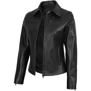image:imageBlingsoul Classic Leather Jacket Womens  Real Lambskin Leather Jacket for Women Shirt CollarKyle  Black Leather Jacket