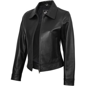 image:imageBlingsoul Classic Leather Jacket Womens  Real Lambskin Leather Jacket for Women Shirt CollarMike  Black Leather Jacket