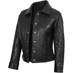 image:imageBlingsoul Classic Leather Jacket Womens  Real Lambskin Leather Jacket for Women Shirt CollarSilvia  Black Leather Jacket
